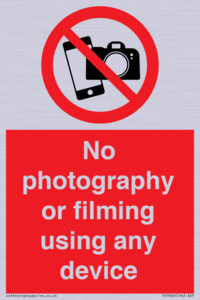 No photography or filming using any device